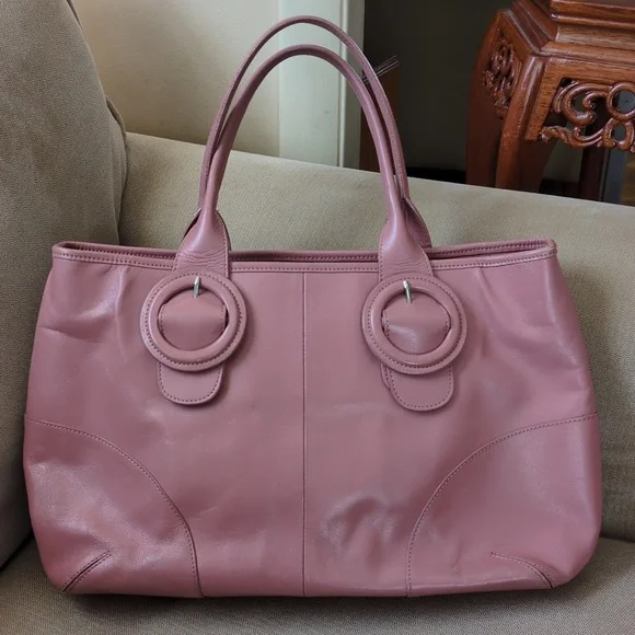 Anthropologie Nest Pink Leather Tote Bag - Picture 2 of 13